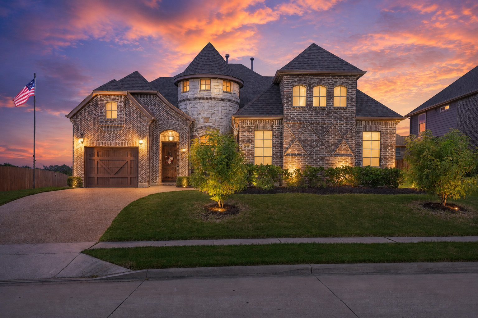 Brick house finished as a virtual twilight image
